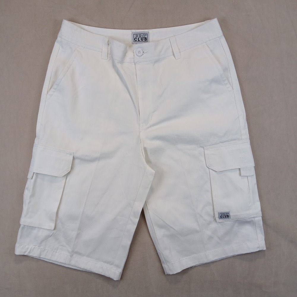 Pro Club 36 Mens Cargo Shorts White 36x13
